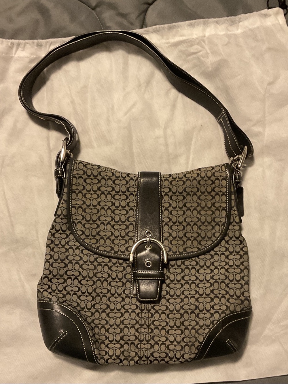 Coach Vintage Soho Signature Monogram Canvas Bag with Leather Trim